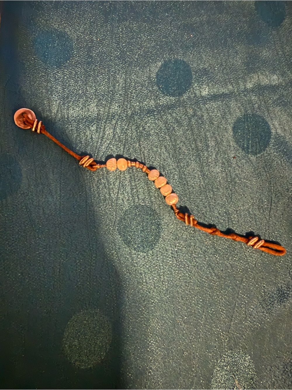 Handcrafted Brown Leather Beaded Bracelet